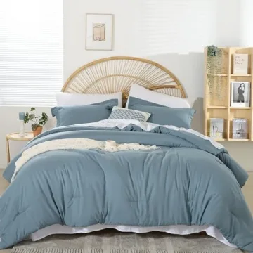 Weigelia Dusty Blue Queen Comforter Set 7PCS Ultra Soft