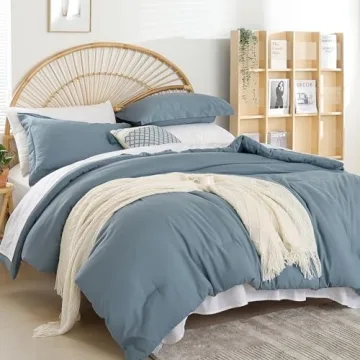 Weigelia Dusty Blue Queen Comforter Set 7PCS Ultra Soft