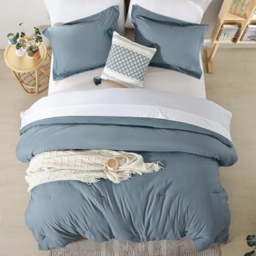 Weigelia Dusty Blue Queen Comforter Set 7PCS Ultra Soft