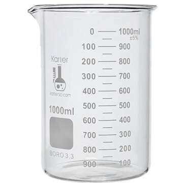 1000ml Beaker, Low Form Griffin, Boro. 3.3 Glass, Double Scale, Graduated, Karter Scientific 213D27 (Single)