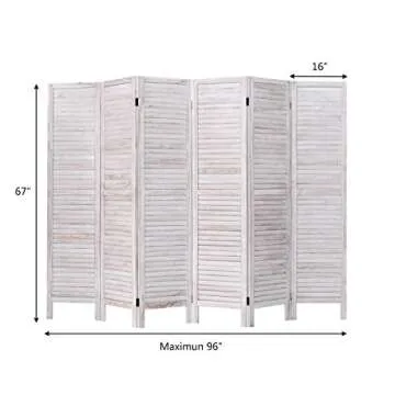 Giantex 6 Panel Wood Room Divider for Home and Office