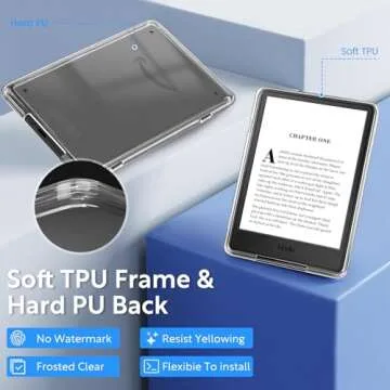 Clear Case for All-New 7" Kindle Paperwhite 12th Generation 2024&Kindle Colorsoft Signature Edition2024,Ultra Soft TPU Cover PU Back Cover Shell with Thin Slim Lightweight Protection,Frosted Clear