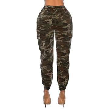 Women's High Waist Jogger Pants - Casual Cargo Elastic Waistband Camo Sweatpants Tapered Fatigue with 6 Pockets C-01 2X