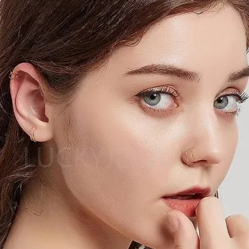 14k Gold Filled Double Nose Ring Hoops for Women