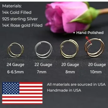 14k Gold Filled Double Nose Ring Hoops for Women