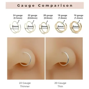 14k Gold Filled Double Nose Ring Hoops for Women