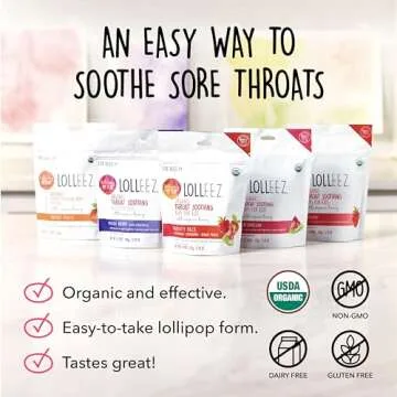 Lolleez Organic Sore Throat Pops - 3 Pack - Kids Friendly