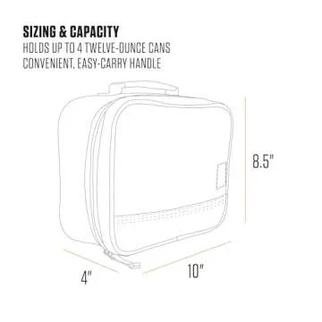 Carhartt Insulated 4-Can Lunch Cooler for Men and Women, Fully Insulated and Water Resistant, Essential Lunch Cooler (Black)
