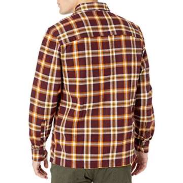 Goodthreads Men's Heavyweight Flannel Shirt Jacket, Burgundy/Gold, Plaid, Small