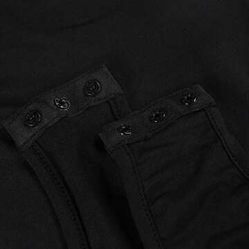 PALINDA Women's Sexy Sleeveless Square Neck Tank Metal Button Bodysuit (Large, Black)