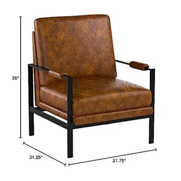 Signature Design by Ashley Peacemaker Mid-Century Modern Faux Leather Accent Chair, Brown