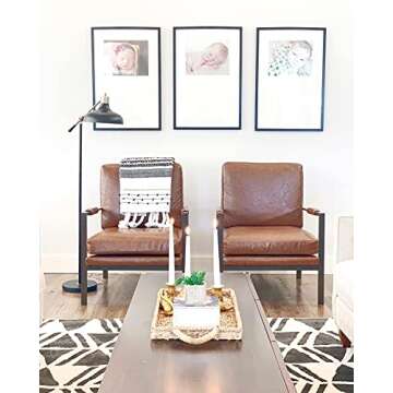 Signature Design by Ashley Peacemaker Mid-Century Modern Faux Leather Accent Chair, Brown