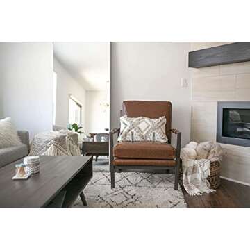 Signature Design by Ashley Peacemaker Mid-Century Modern Faux Leather Accent Chair, Brown