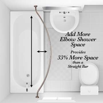 Bath Bliss Curved Shower Rod | Adjustable 42"-72" Inch | Bathroom Shower Curtain and Liner Rod | 33% More Space | Wall Mounted | Easy Installation | Iron | Satin