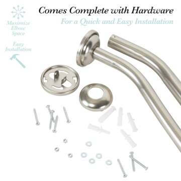 Bath Bliss Curved Shower Rod | Adjustable 42"-72" Inch | Bathroom Shower Curtain and Liner Rod | 33% More Space | Wall Mounted | Easy Installation | Iron | Satin