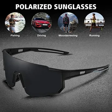 STORYCOAST Polarized Sports Sunglasses for Men Women,Bike Glasses Driving Fishing Cycling Mountain Bike Sunglasses UV400 Protection Matte Black Frame-Gray Lens