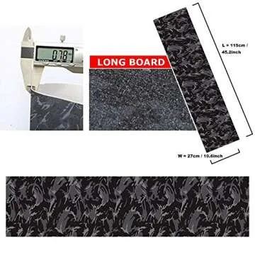 COSOOS Skateboard Grip Tape Sheet, 45.2x10.6in, Bubble Free, Waterproof, Scooter, Longboard Griptape, Grippy Sandpaper for Skateboard, Long Board, Stairs, Wheelchair, Step, Deck(115x27cm)