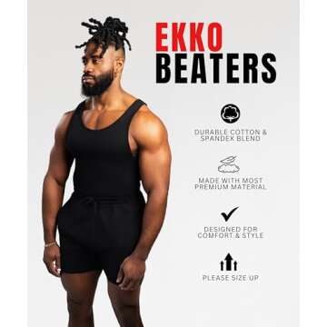 Ekko Beaters, Men's Tank Tops, Cotton Spandex Blend Tanks for Men, Comfortable, Durable & Stylish Ri...