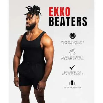 Ekko Beaters, Men's Tank Tops, Cotton Spandex Blend Tanks for Men, Comfortable, Durable & Stylish Ri...