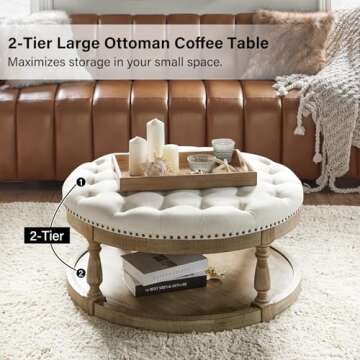 Stylish HULALA HOME Round Ottoman with Storage and Comfort