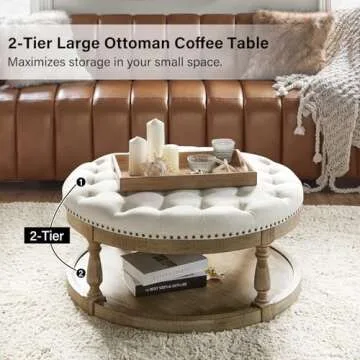 Stylish HULALA HOME Round Ottoman with Storage and Comfort