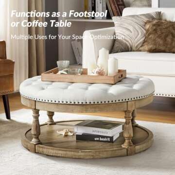 Stylish HULALA HOME Round Ottoman with Storage and Comfort