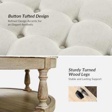 Stylish HULALA HOME Round Ottoman with Storage and Comfort