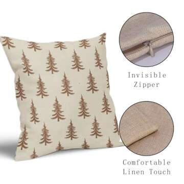 Aytipun Brown Christmas Tree Pillow Covers 24x24 Set of 2 Xmas Rustic Style Winter Print Decorative Outdoor Pillowcases Farmhouse Vintage Holiday Decorations Throw Cushion Case Couch Sofa Bed Decor