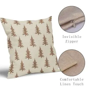 Aytipun Brown Christmas Tree Pillow Covers 24x24 Set of 2 Xmas Rustic Style Winter Print Decorative Outdoor Pillowcases Farmhouse Vintage Holiday Decorations Throw Cushion Case Couch Sofa Bed Decor