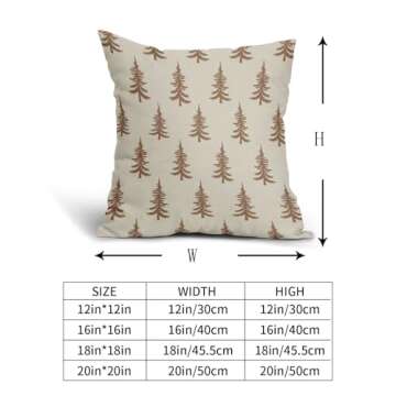 Aytipun Brown Christmas Tree Pillow Covers 24x24 Set of 2 Xmas Rustic Style Winter Print Decorative Outdoor Pillowcases Farmhouse Vintage Holiday Decorations Throw Cushion Case Couch Sofa Bed Decor