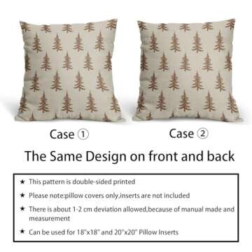 Aytipun Brown Christmas Tree Pillow Covers 24x24 Set of 2 Xmas Rustic Style Winter Print Decorative Outdoor Pillowcases Farmhouse Vintage Holiday Decorations Throw Cushion Case Couch Sofa Bed Decor