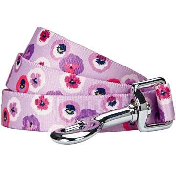 Blueberry Pet Essentials Spring Scent Inspired Garden Floral Dog Leash in Light Purple, 5 ft x 5/8", Small, Leashes for Dogs