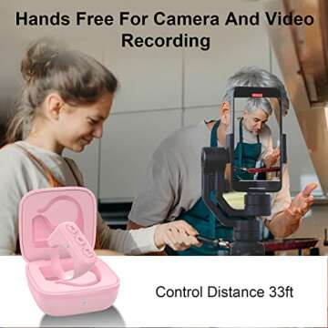 TIK Tok Bluetooth Remote Control Page Turner for iPhone Android Ipad Cell Phone Camera Remote Shutter Selfie Button, Bluetooth Ring (Pink)