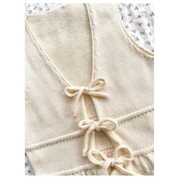 Milumia Women's Tie Bow V Neck Crop Sweater Vest