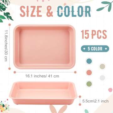 Mifoci 15 Pcs Activity Plastic Art Trays Morandi Color Art and Craft Tray Stackable Plastic Serving ...