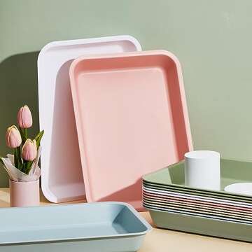 Mifoci 15 Pcs Activity Plastic Art Trays Morandi Color Art and Craft Tray Stackable Plastic Serving Trays for DIY Projects Painting Beads Home Classroom Storage (16.1 x 11.8 x 2.1 Inch)