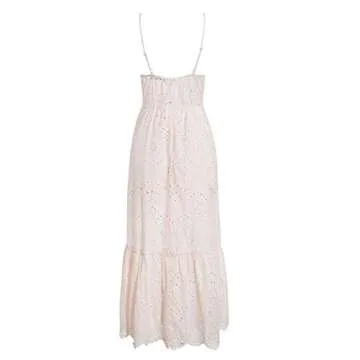 BerryGo Embroidery Pearl Button Down Dress - V Neck Maxi Dress