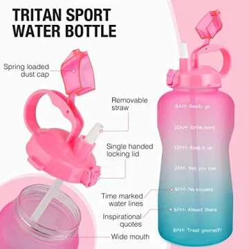 Motivational 1 Gallon Water Bottle with Time Markers