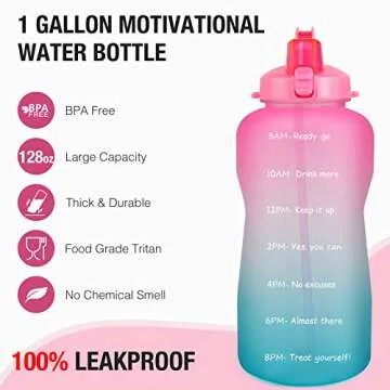 Motivational 1 Gallon Water Bottle with Time Markers