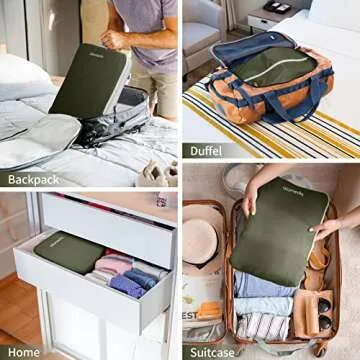 Alameda 4 Set Compression Packing Cubes for Suitcases - Lightweight Compression Packing Cubes Travel for Backpack Carry-on Organizer Bags with Shoe Bag Army Green(L+L+S+Shoes bag)