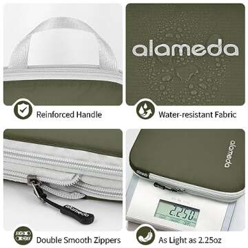 Alameda 4 Set Compression Packing Cubes for Suitcases - Lightweight Compression Packing Cubes Travel for Backpack Carry-on Organizer Bags with Shoe Bag Army Green(L+L+S+Shoes bag)