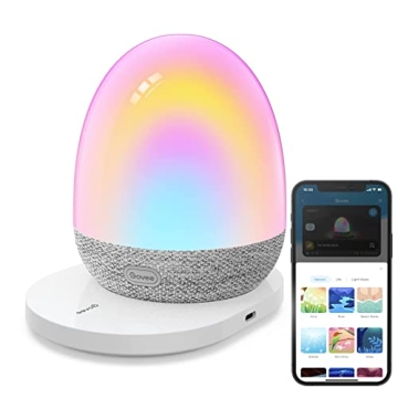 Govee RGBIC Night Light, Sound Machine, Bluetooth Speaker in One, 60+ Music, Game & Sence Modes, Portable Table Lamp with Charging Base, White Noise Machine, Sleep Trainer for Gentle Wake Up