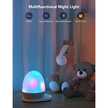 Govee RGBIC Night Light, Sound Machine, Bluetooth Speaker in One, 60+ Music, Game & Sence Modes, Portable Table Lamp with Charging Base, White Noise Machine, Sleep Trainer for Gentle Wake Up