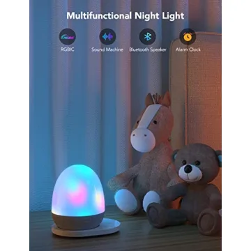 Govee RGBIC Night Light, Sound Machine, Bluetooth Speaker in One, 60+ Music, Game & Sence Modes, Portable Table Lamp with Charging Base, White Noise Machine, Sleep Trainer for Gentle Wake Up