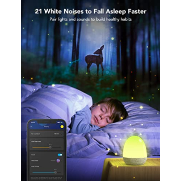 Govee RGBIC Night Light, Sound Machine, Bluetooth Speaker in One, 60+ Music, Game & Sence Modes, Portable Table Lamp with Charging Base, White Noise Machine, Sleep Trainer for Gentle Wake Up