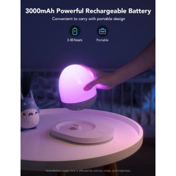 Govee RGBIC Night Light, Sound Machine, Bluetooth Speaker in One, 60+ Music, Game & Sence Modes, Portable Table Lamp with Charging Base, White Noise Machine, Sleep Trainer for Gentle Wake Up