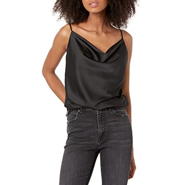 Elegant Silky Stretch Satin Top by The Drop - Black