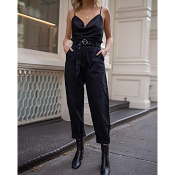 Elegant Silky Stretch Satin Top by The Drop - Black