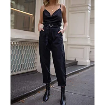 Elegant Silky Stretch Satin Top by The Drop - Black