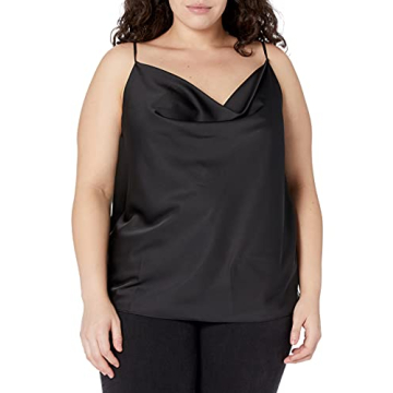 Elegant Silky Stretch Satin Top by The Drop - Black